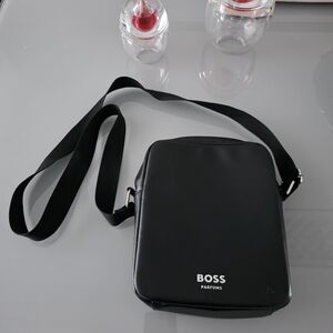 Boss Parfums Black Messenger Bag, Man Purse